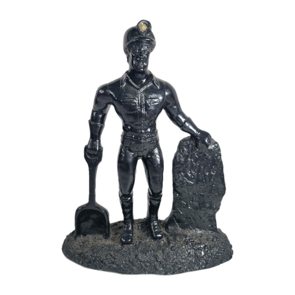 1999 Miner Figurine Made From Coal James D England Sculpture Statue Collectible